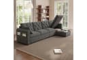 i@home Ecksofa L-Form 4-Sitzer Beige/Grau Samt mit Stauraum Bild 1