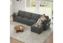 i@home Ecksofa L-Form 4-Sitzer Beige/Grau Samt mit Stauraum Bild 2