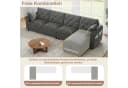 i@home Ecksofa L-Form 4-Sitzer Beige/Grau Samt mit Stauraum Bild 5