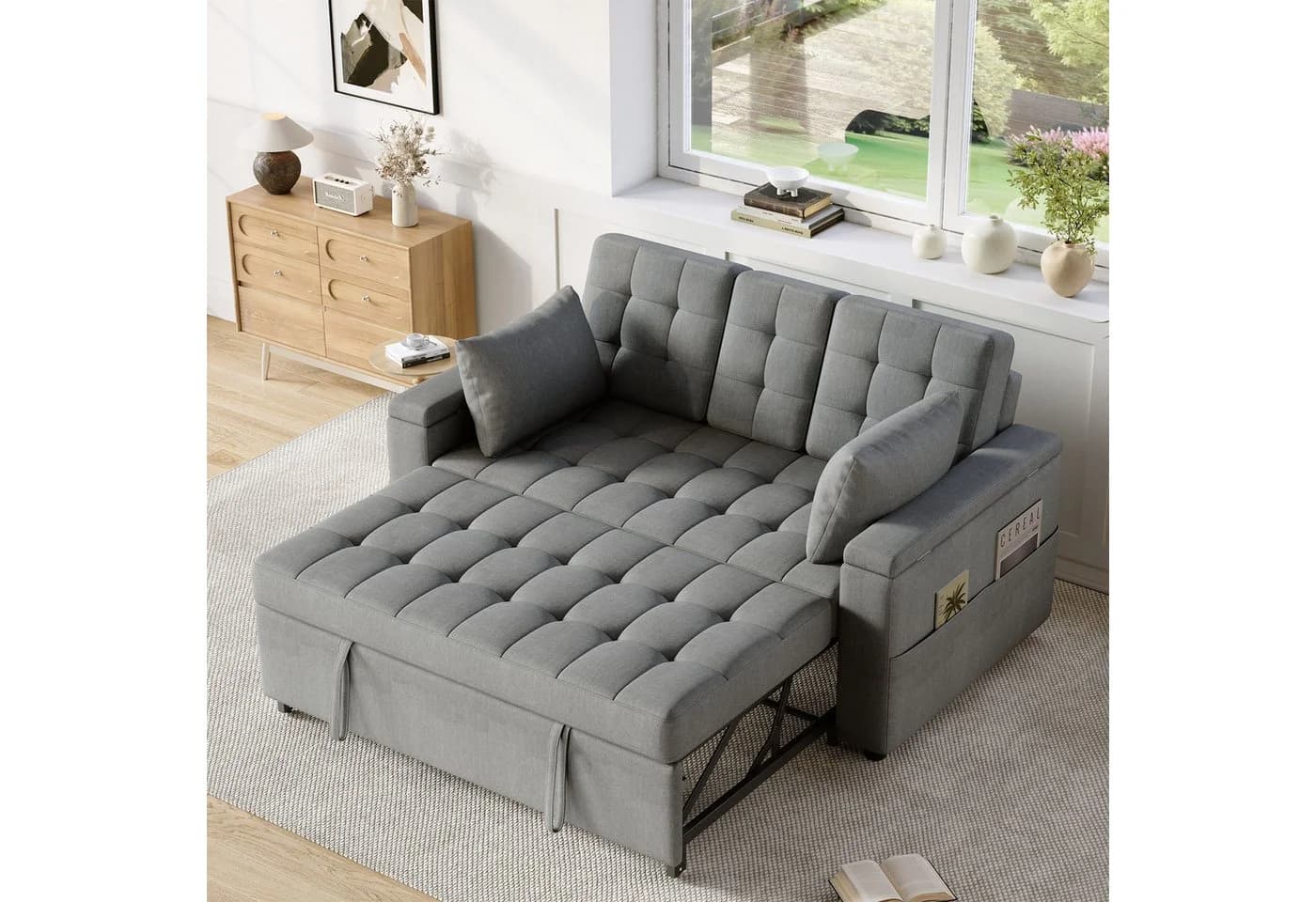 i@home Schlafsofa 2-Sitzer Grau mit verstellbarer Rückenlehne und Stauraum - Bild 4