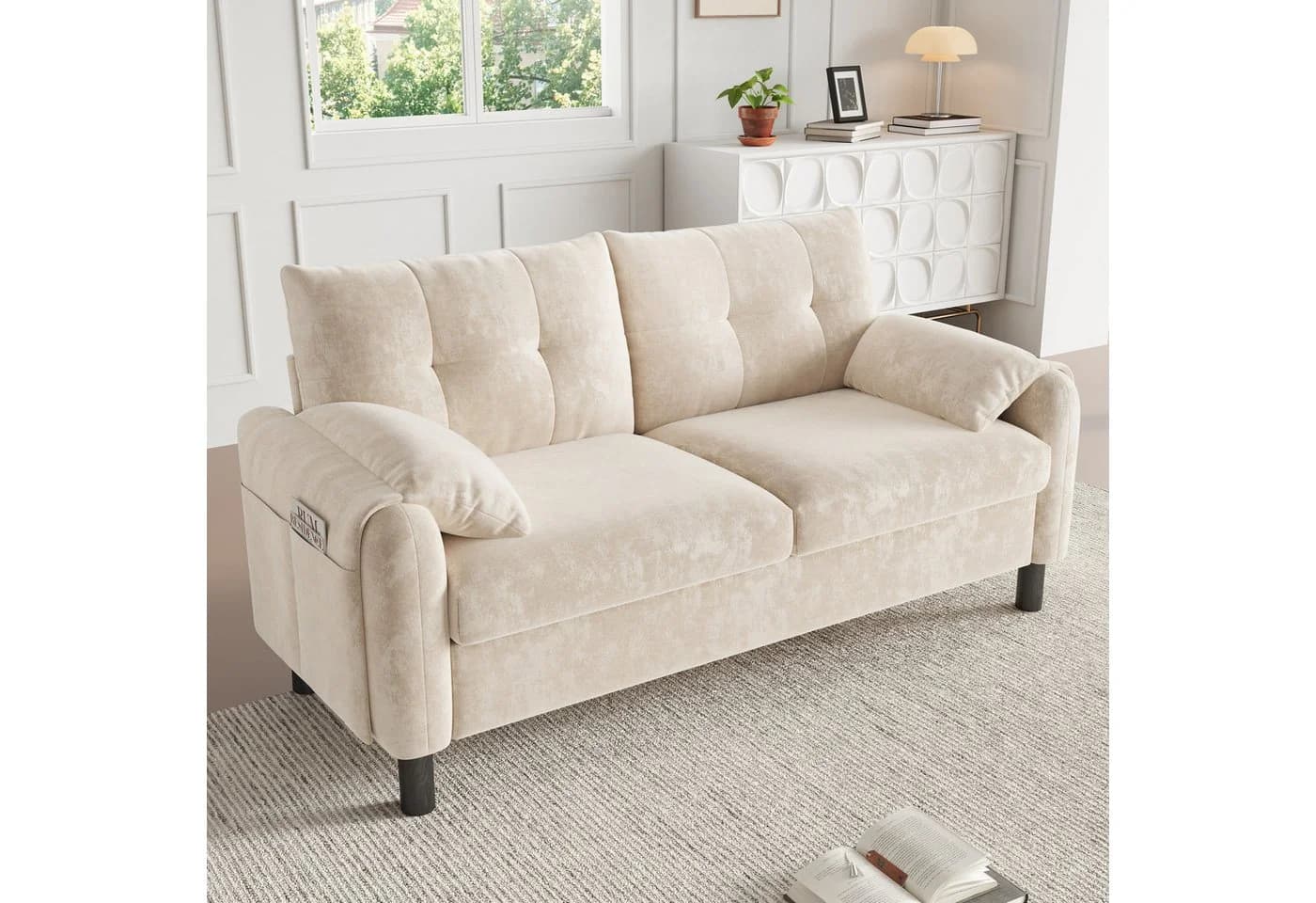 i@home 2-Sitzer Polstersofa Beige/Grau Chenille Stoff - Bild 2