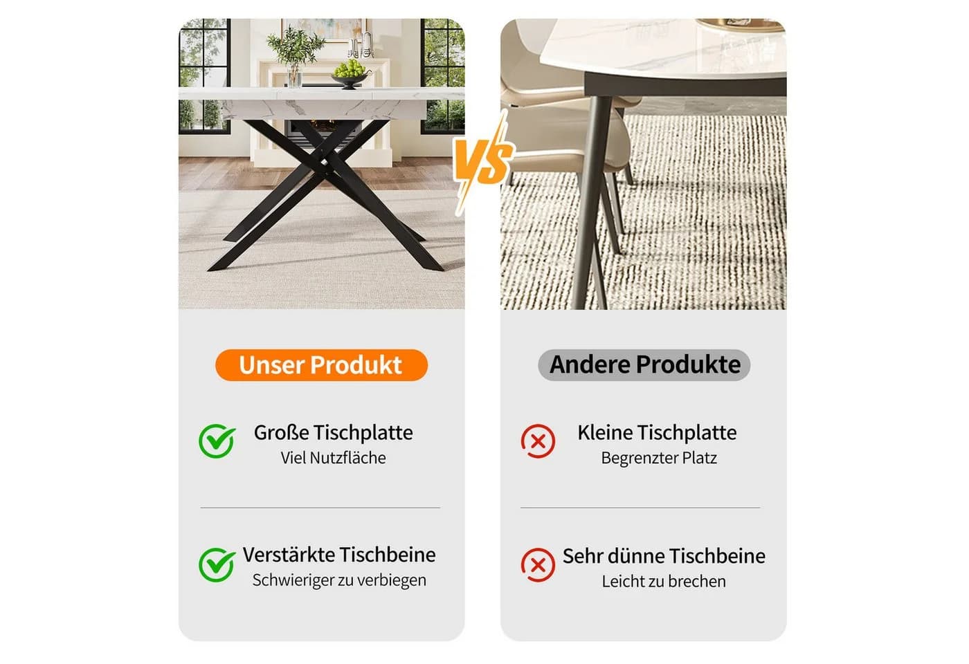 i@home Esstisch Ausziehbarer Küchentisch Weißer Marmorierter - Bild 4