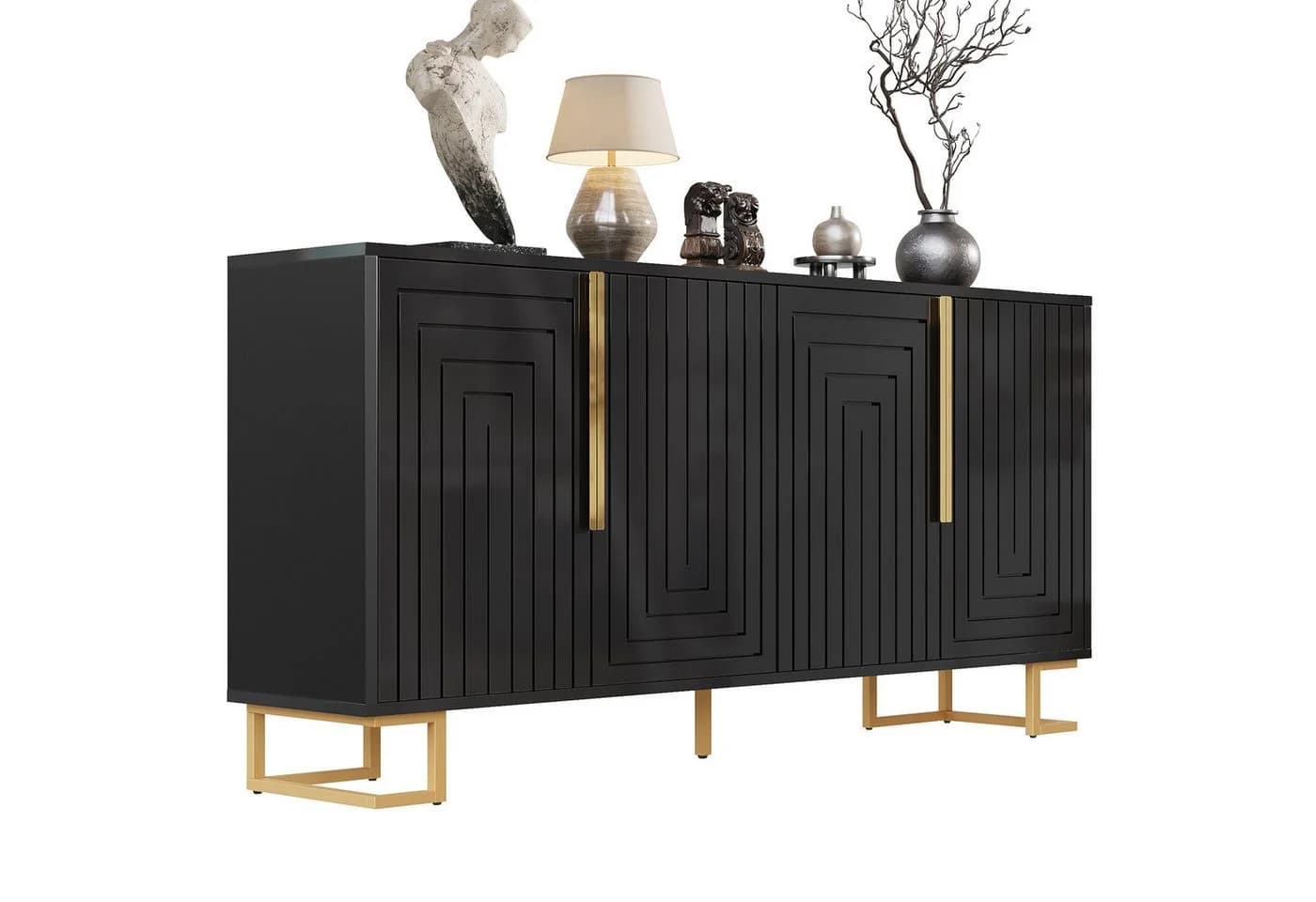 i@home Sideboard Weiß/Schwarz mit Goldgriffen - Bild 2