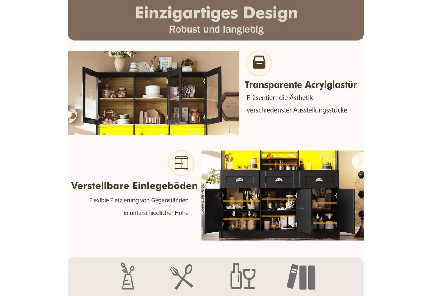 i@home Hochschrank mit LED-Beleuchtung und App-Steuerung - Bild 4