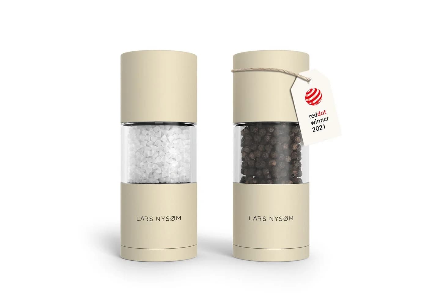 LARS NYSØM Gewürzmühle Sjæl Set 2-tlg. Edelstahl Keramikmahlwerk Beige/Weiß - Bild 2