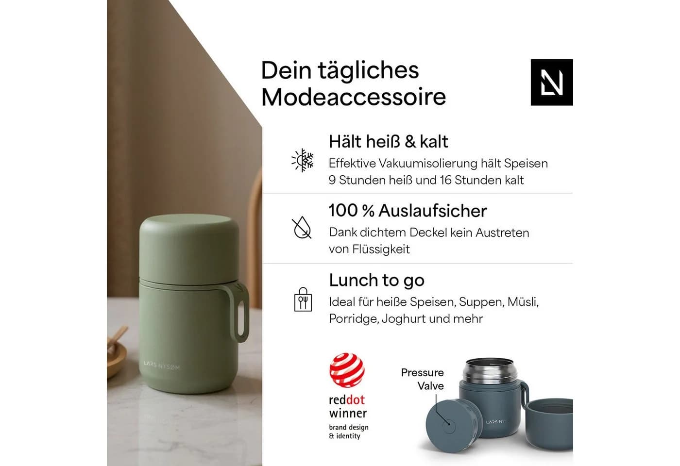 LARS NYSØM Brotkasten Næring Thermobehälter Edelstahl