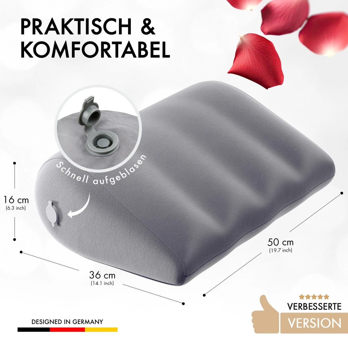 Liebesfreunde Aufblasbares Lendenkissen mit waschbarem Bezug