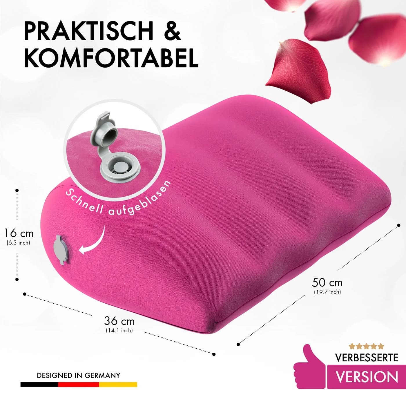 Liebesfreunde Aufblasbares Lendenkissen mit waschbarem Bezug