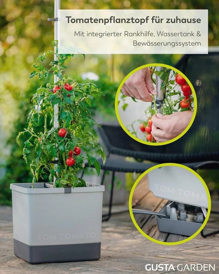 Gusta Garden Pflanzkübel TOM TOMATO Tomatenpflanzset mit Bewässerung dunkelgrün