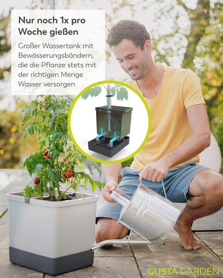 Gusta Garden Pflanzkübel TOM TOMATO Tomatenpflanzset mit Bewässerung dunkelgrün - Bild 4