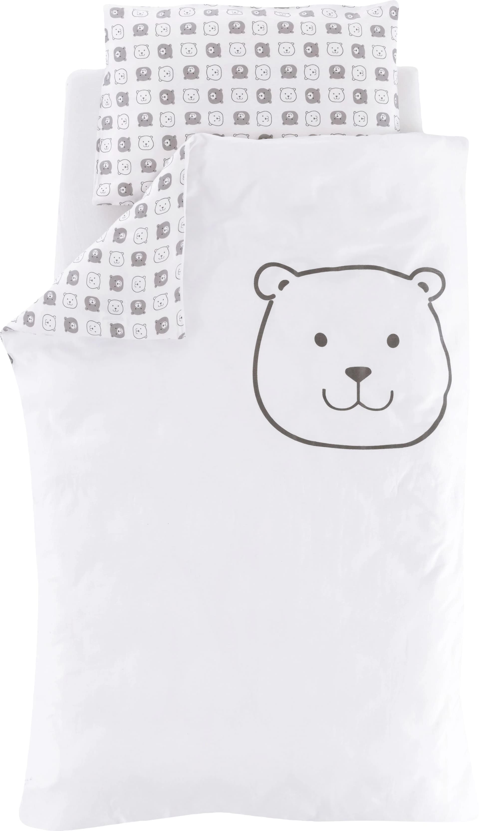 TRÄUMELAND Babybettwäsche Jersey Bärchen Grau/Weiß