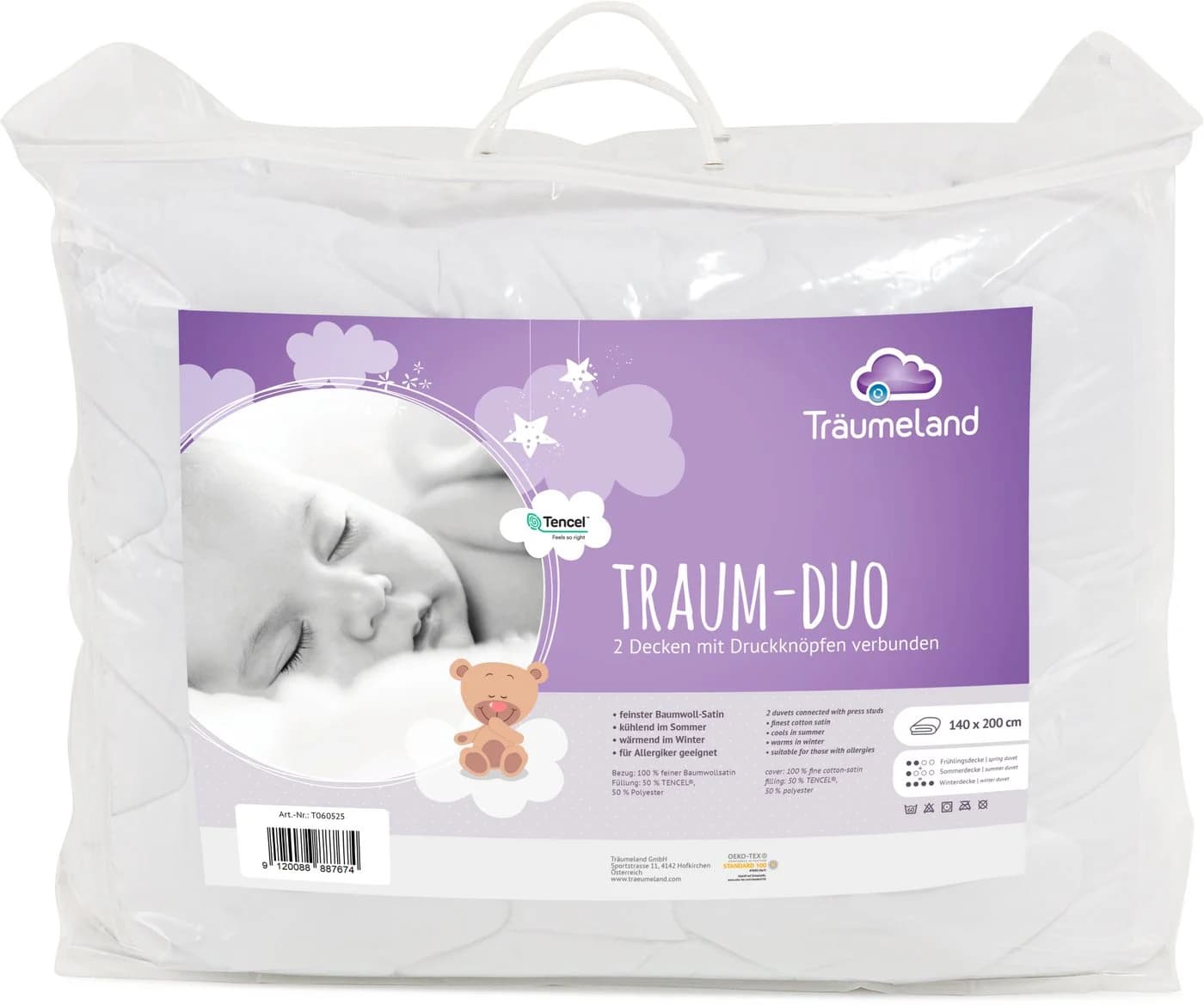Träumeland Kinderbettdecke Traum-Duo 100% Baumwolle TENCEL