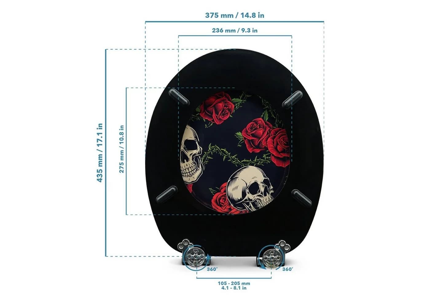 Sanfino WC-Sitz Rose Skull Holz Absenkautomatik - Bild 5
