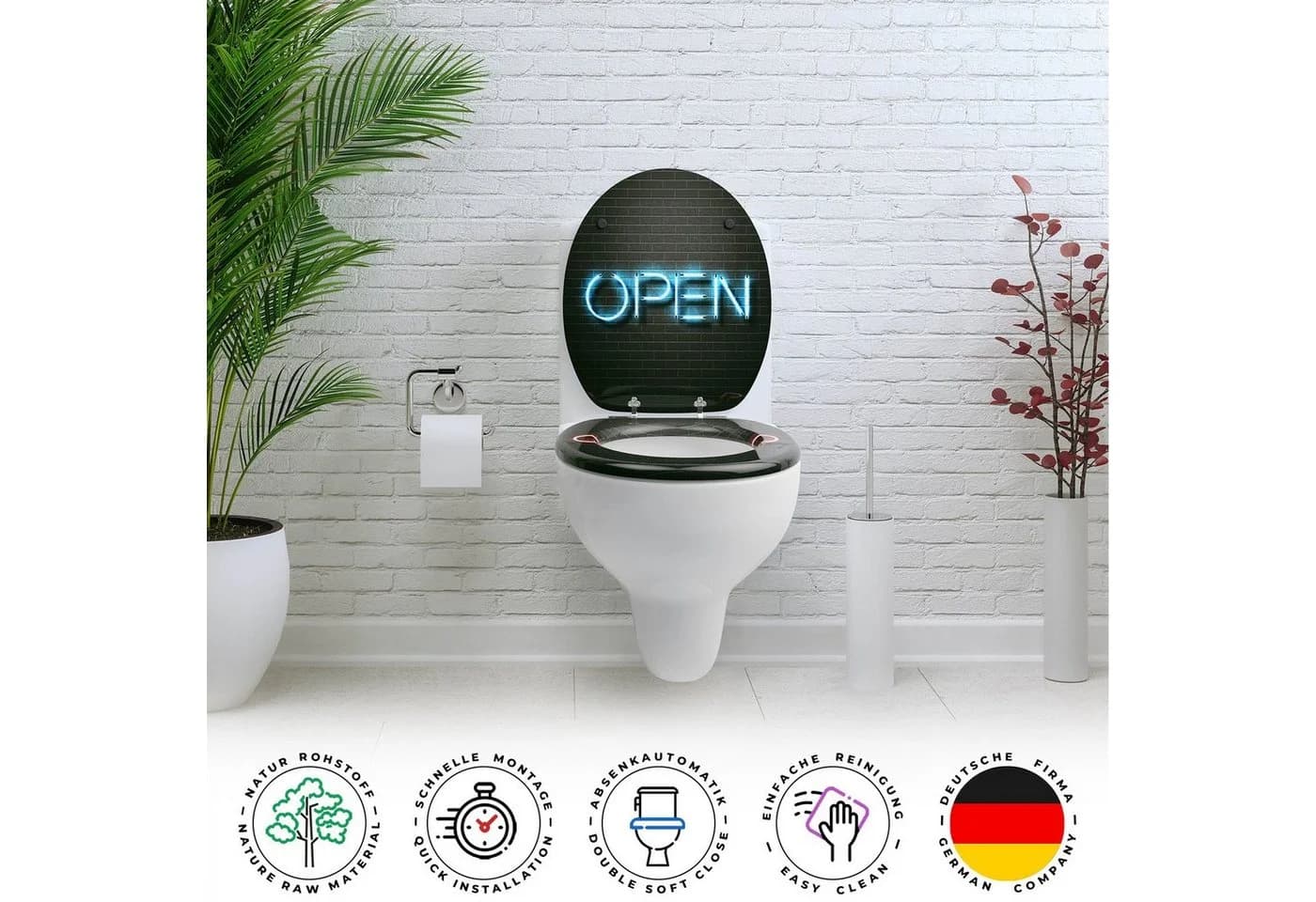 Sanfino WC-Sitz Open-Closed Premium mit Absenkautomatik Schwarz - Bild 4