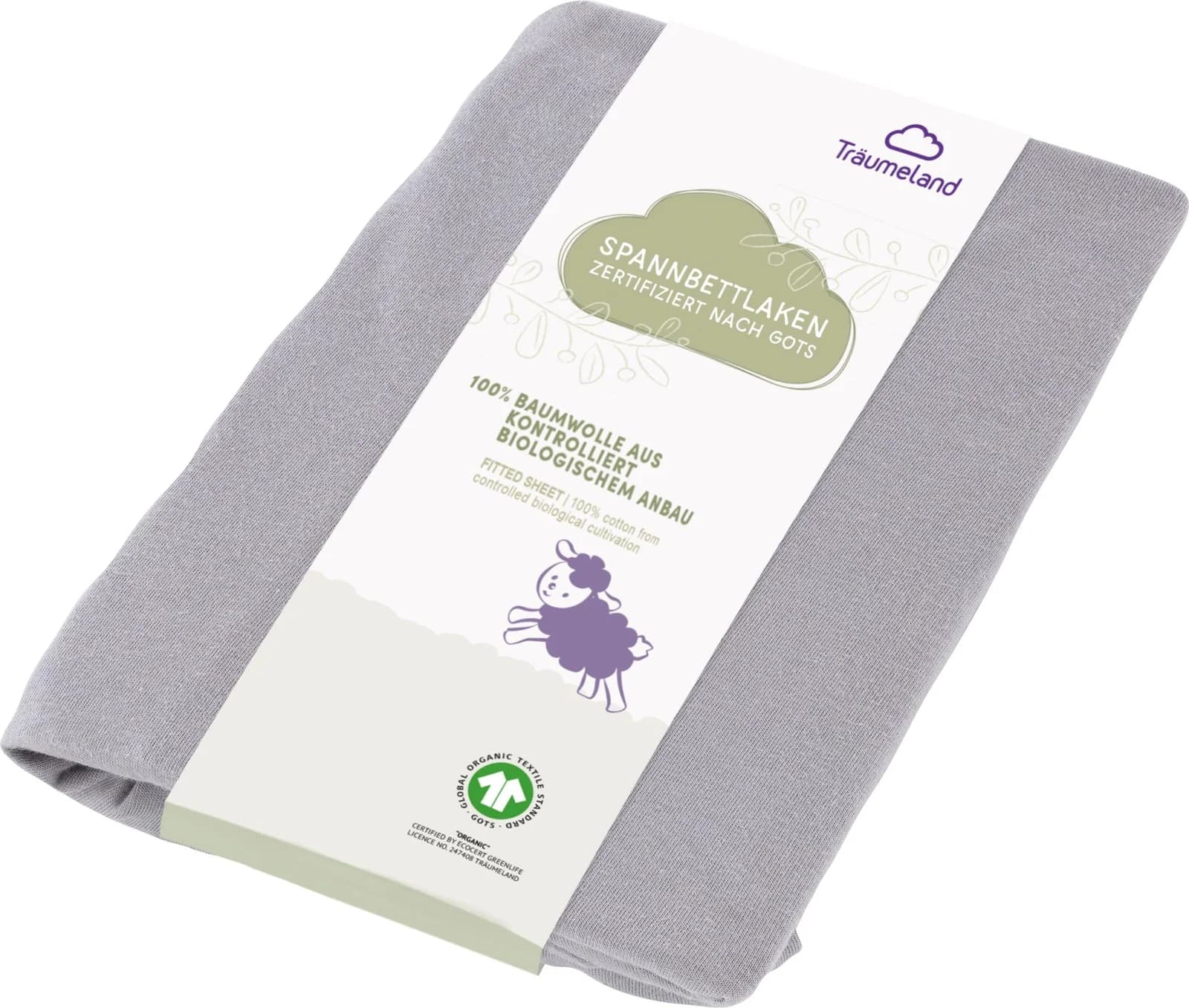 TRÄUMELAND Spannbettlaken 40x90 cm Anthrazit Bio-Baumwolle Jersey