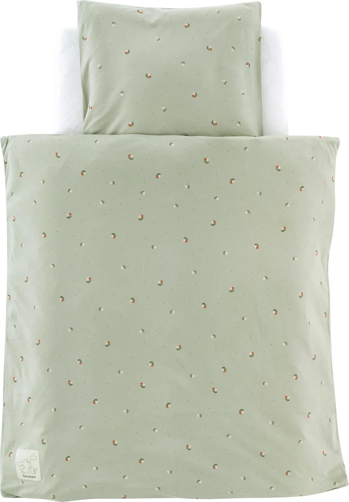 TRÄUMELAND Babybettwäsche Jersey Fiore Grün Blumen
