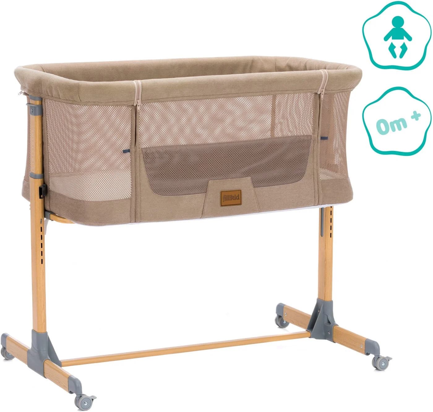 Beistellbett FILLIKID Air caramel inkl. Rollen