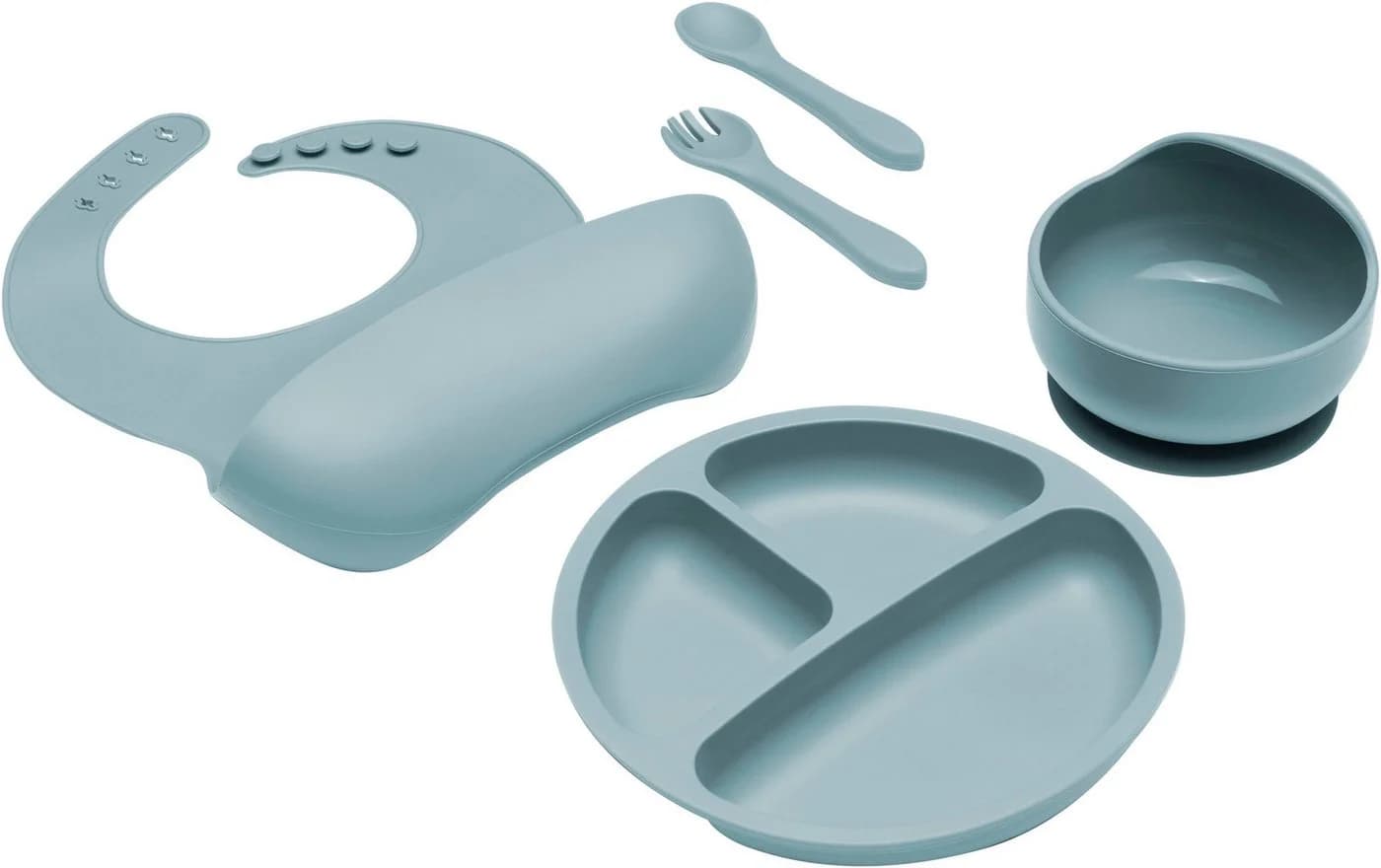 Fillikid Kindergeschirr-Set Silikon 4-tlg. Blau mit Saugboden - Bild 2