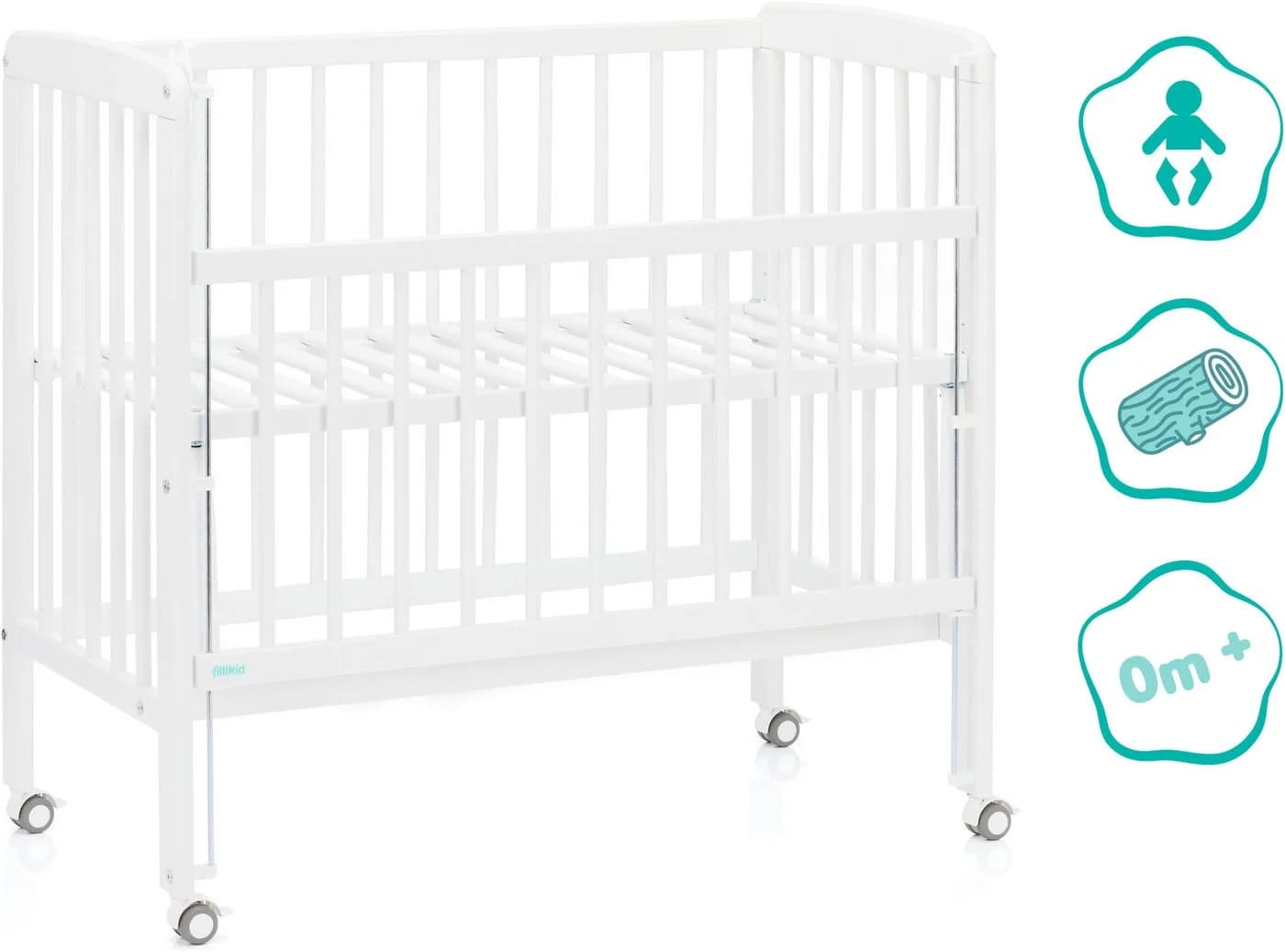 FILLIKID Nino Beistellbett Weiß Massivholz inkl. Matratze - Bild 4