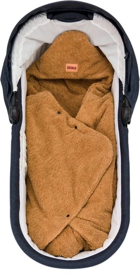 Einschlagdecke Dinara Braun Teddyplüsch Fillikid für Autositz Gr. 0 oder Kinderwagen - Bild 3