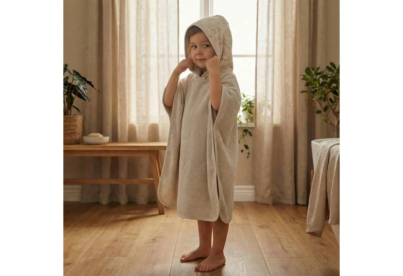 Fillikid Badeponcho Badetuch mit Kapuze und Print