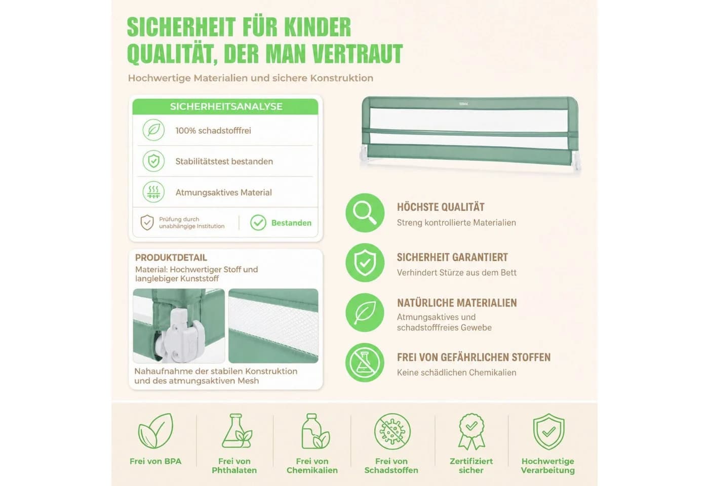 Fillikid Bettgitter Lina XL 180x50 cm mit Klappfunktion - Bild 5