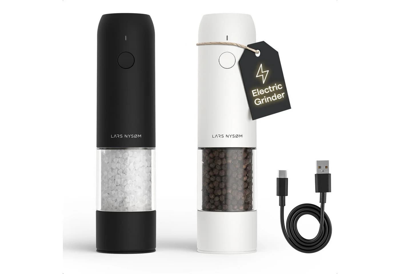 LARS NYSØM Elektrische Gewürzmühle Set Schwarz/Weiß mit LED - Bild 2