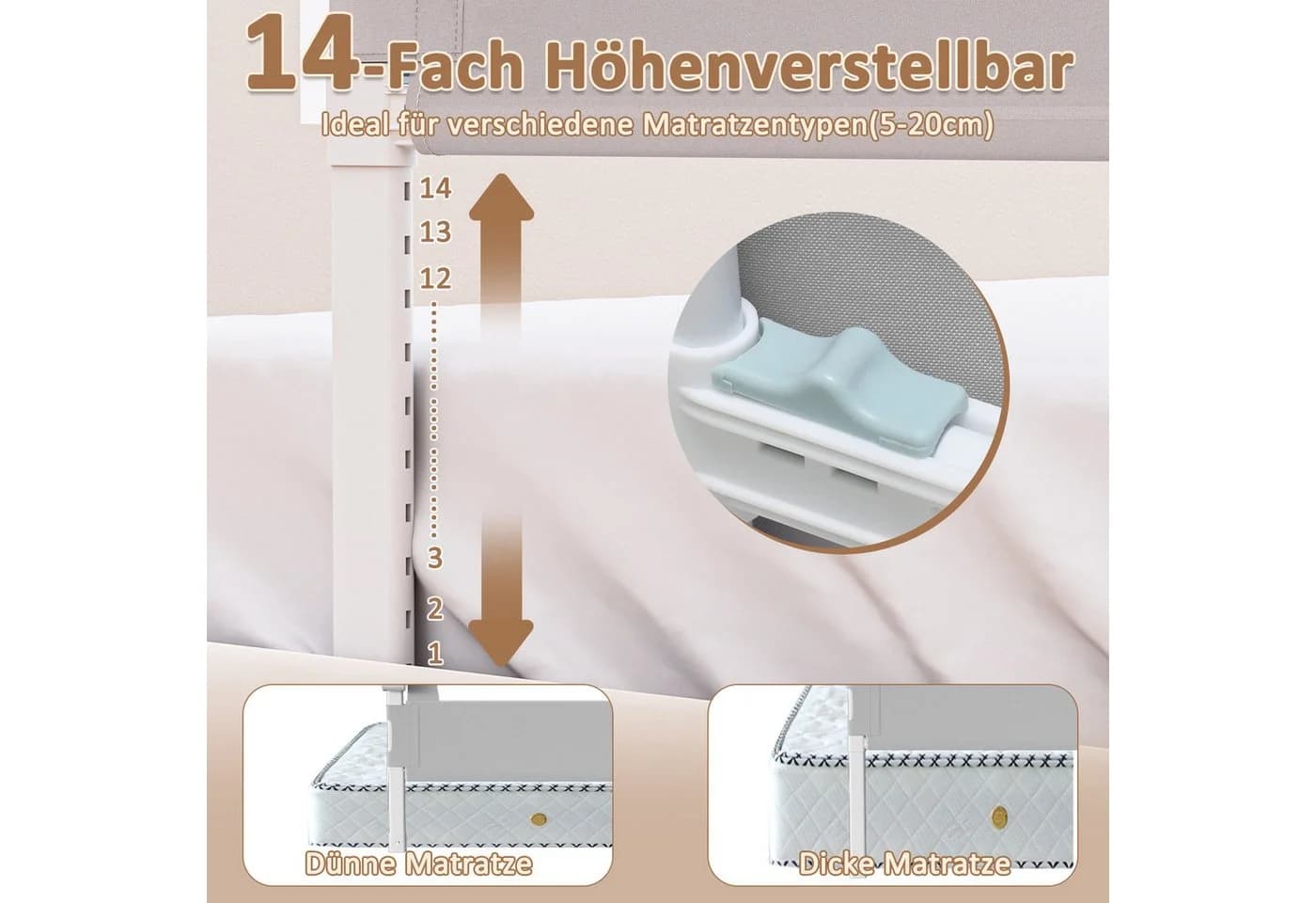 Clanmacy Bettschutzgitter 150cm Metall - Bild 5