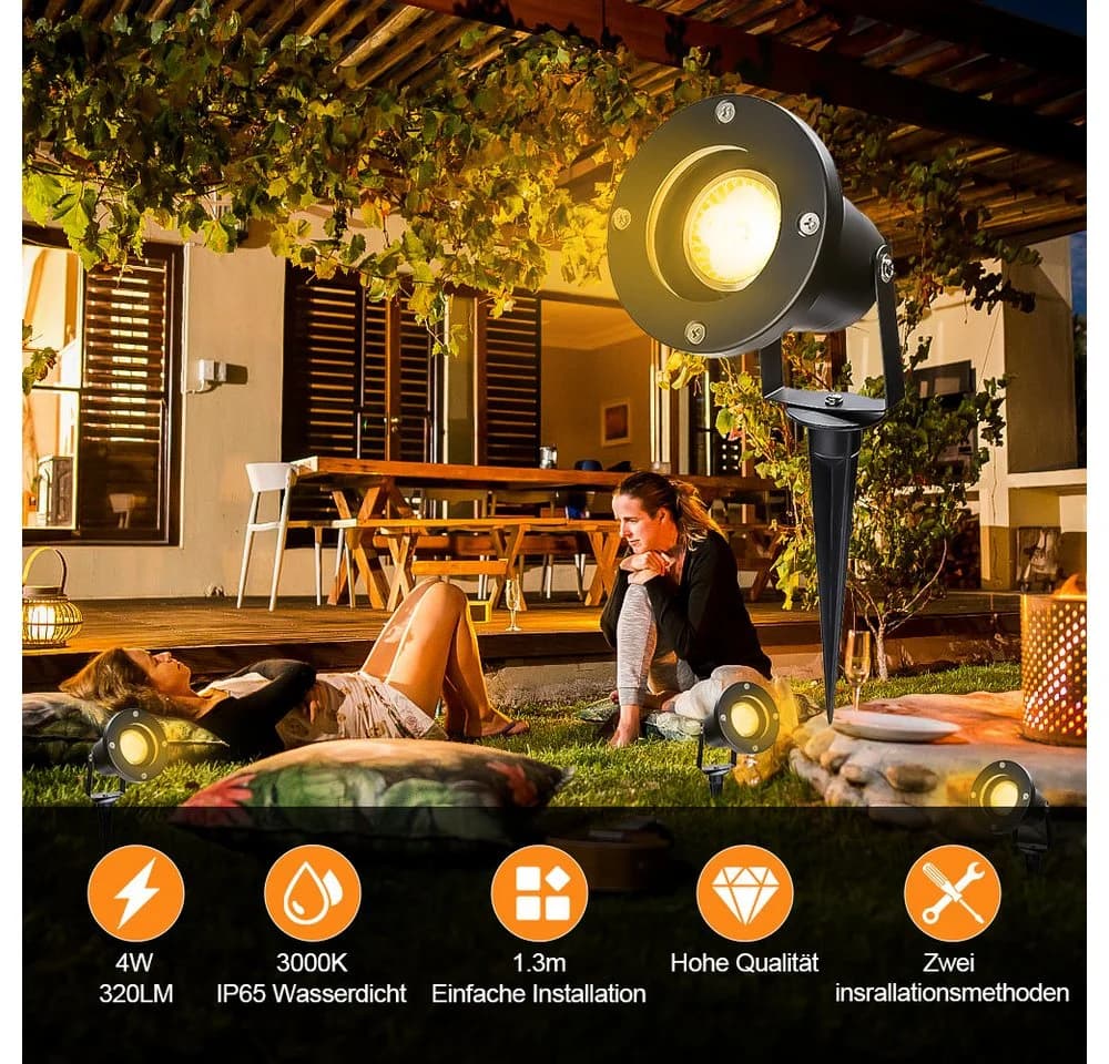 Clanmacy LED Gartenstrahler 4W IP65 Warmweiß - Bild 3