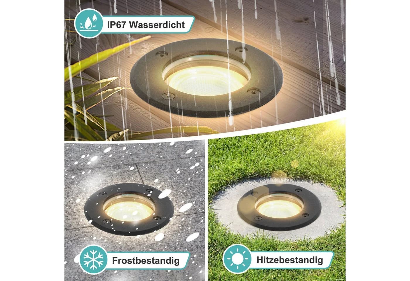 Clanmacy Gartenstrahler 3W LED Bodenleuchte Schwarz IP67 - Bild 5