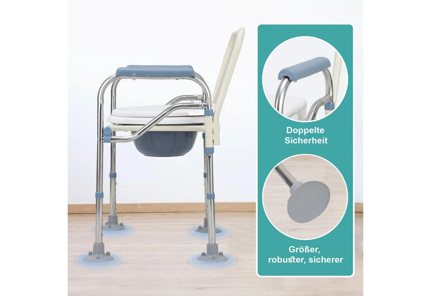 Clanmacy Toiletten-Stuhl Faltbar Höhenverstellbar - Bild 4