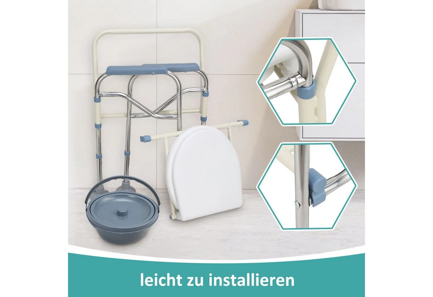 Clanmacy Toiletten-Stuhl Faltbar Höhenverstellbar - Bild 5