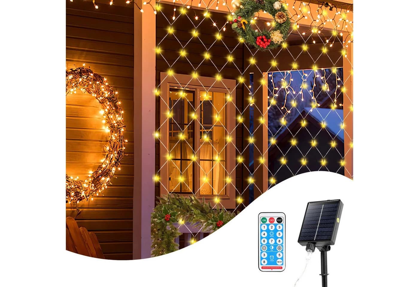 Clanmacy LED-Lichternetz Solar mit 8 Modi und Fernbedienung - Bild 2