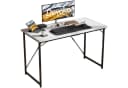 HOMALL Gamingtisch Computertisch Schwarz Braun Walnussfurnier Stahlrahmen Bild 2