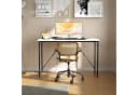 HOMALL Gamingtisch Computertisch Schwarz Braun Walnussfurnier Stahlrahmen Bild 3
