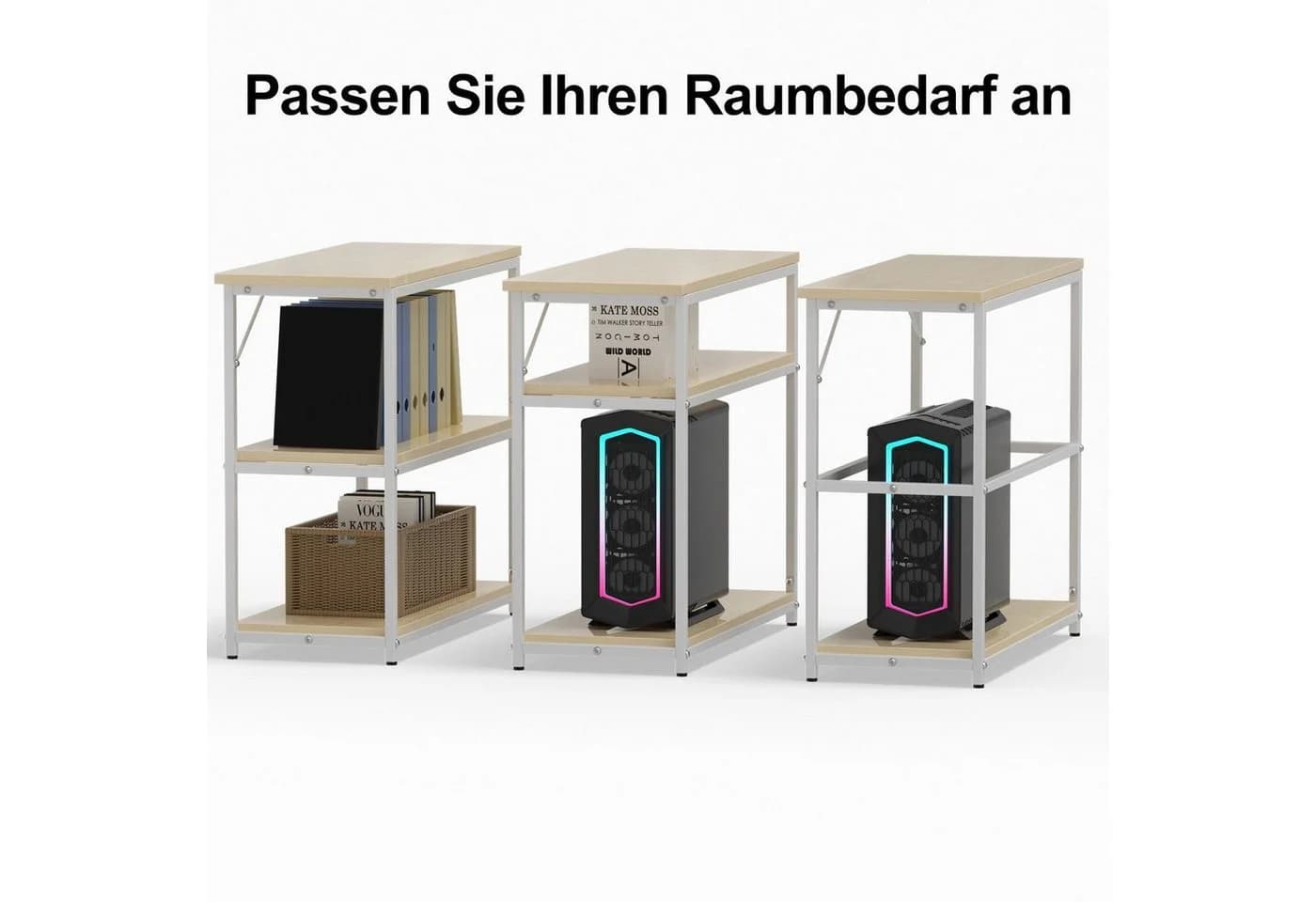 HOMALL Eckschreibtisch 100/120L Form mit Ablagefächern, 2-Tier DIY Lagerregalen, Computertisch, Schreibtisch, PC Tisch, Heimbüro - Bild 5