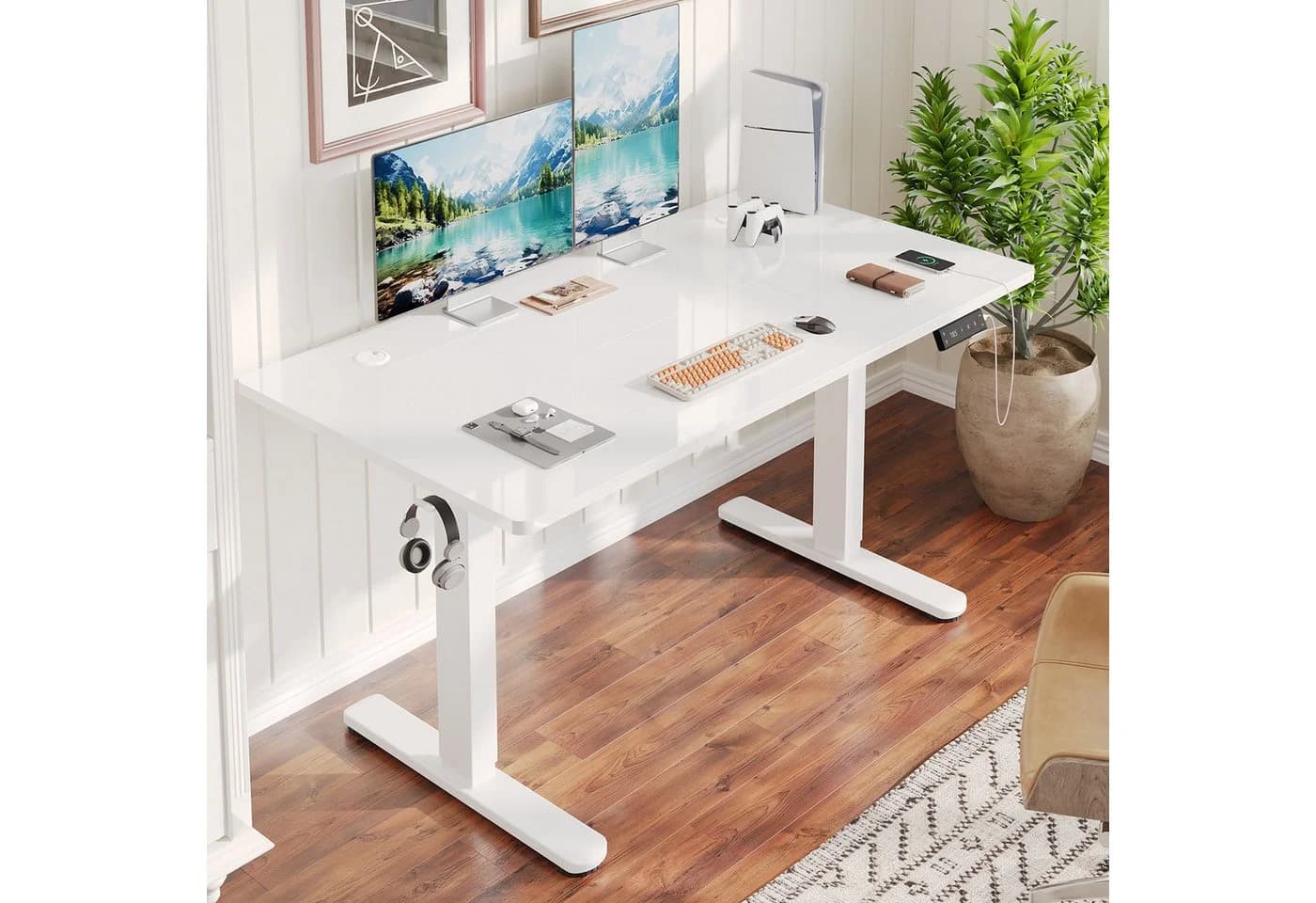 HOMALL Höhenverstellbarer Schreibtisch mit USB-Ladeanschluss