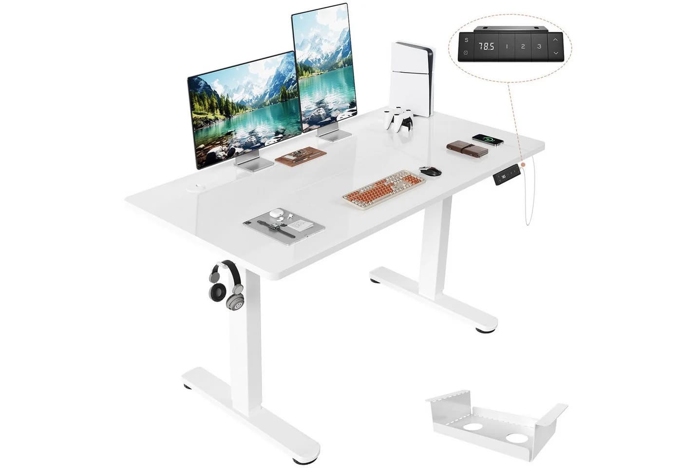 HOMALL Höhenverstellbarer Schreibtisch mit USB-Ladeanschluss - Bild 2