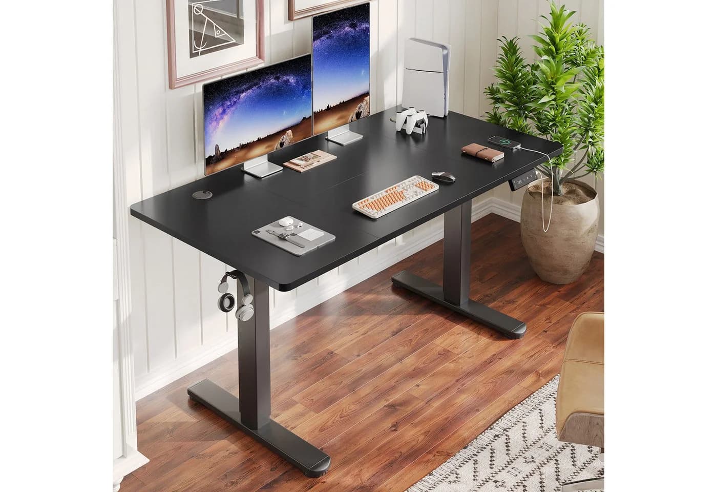 HOMALL Höhenverstellbarer Schreibtisch mit USB-Ladeanschluss
