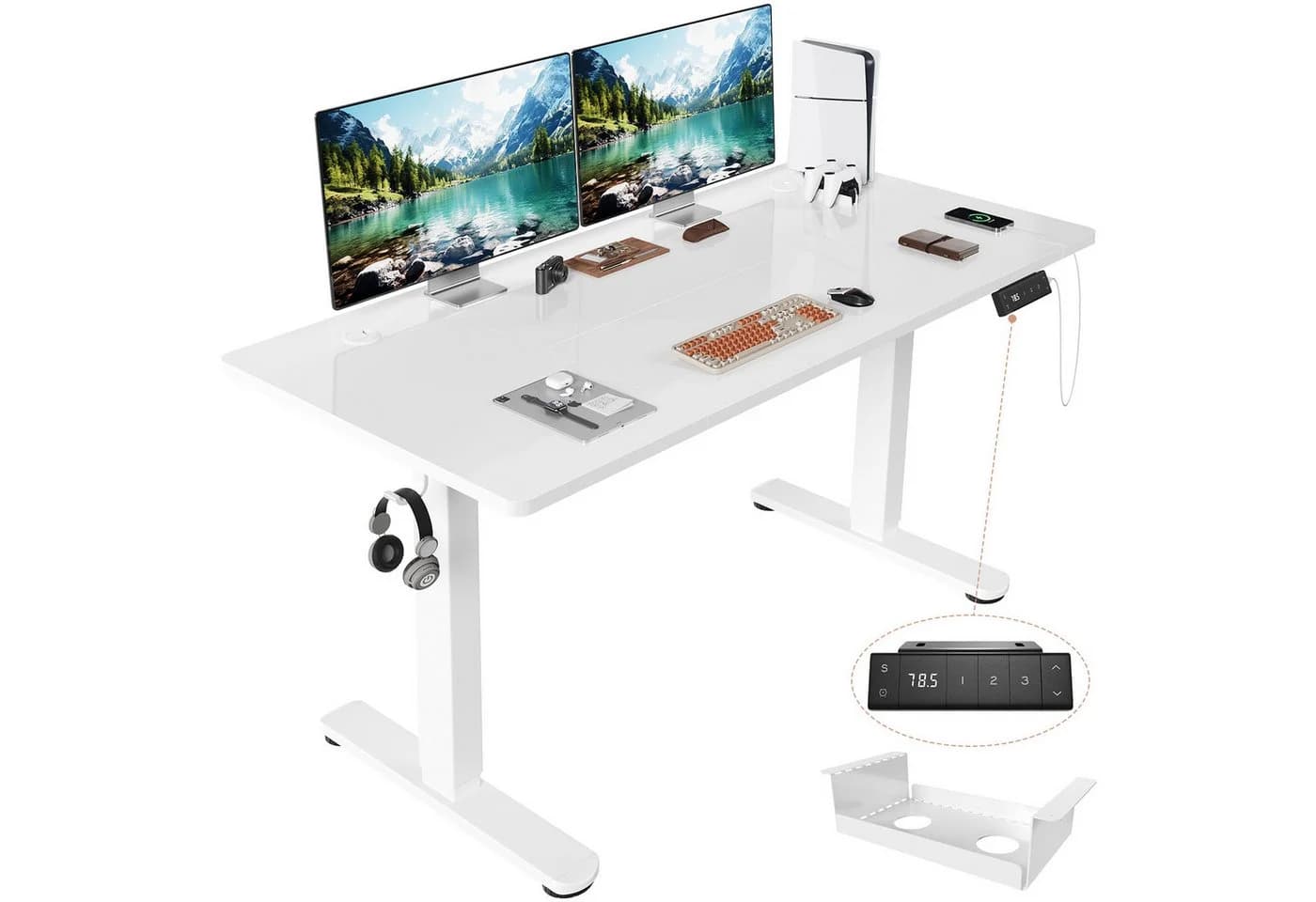 HOMALL Höhenverstellbarer Schreibtisch mit USB-Ladeanschluss - Bild 2