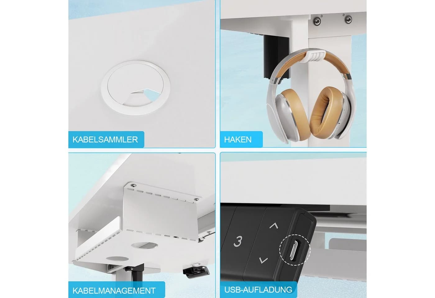 HOMALL Höhenverstellbarer Schreibtisch mit USB-Ladeanschluss - Bild 5
