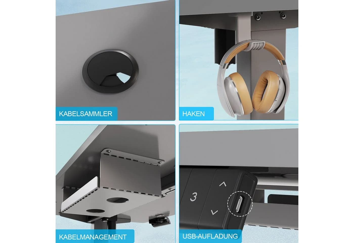 HOMALL Höhenverstellbarer Schreibtisch mit 3 Höhen-Speicherfunktionen - Bild 5