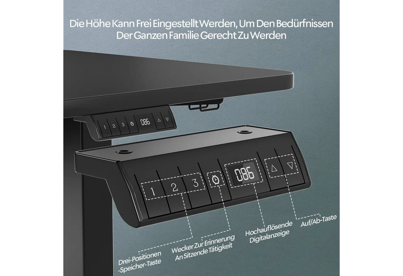 HOMALL Elektrisches Schreibtischgestell Höhenverstellbar Schwarz - Bild 4