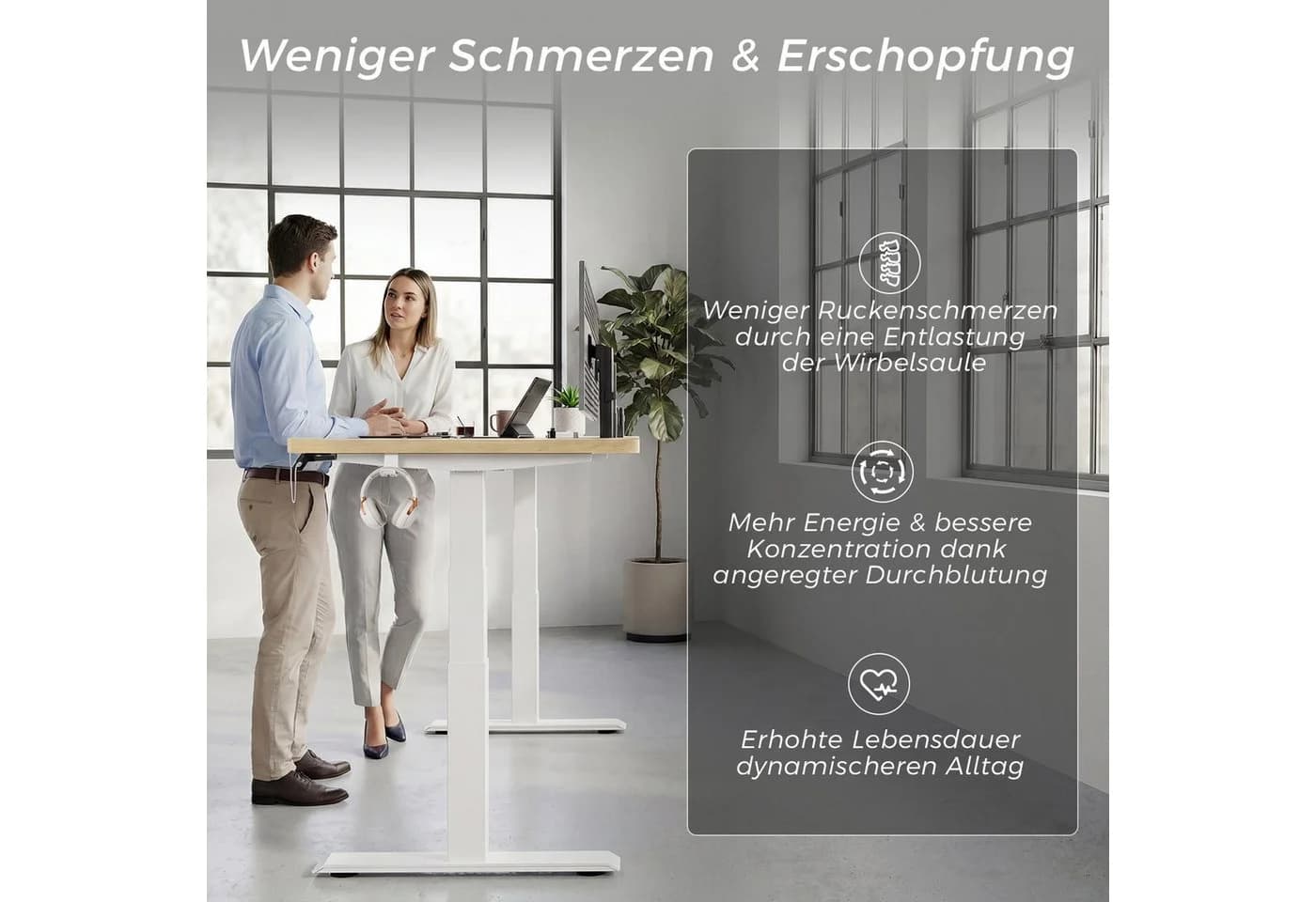 HOMALL Elektrischer Schreibtisch Höhenverstellbar Beige 25mm Tischplatte - Bild 3
