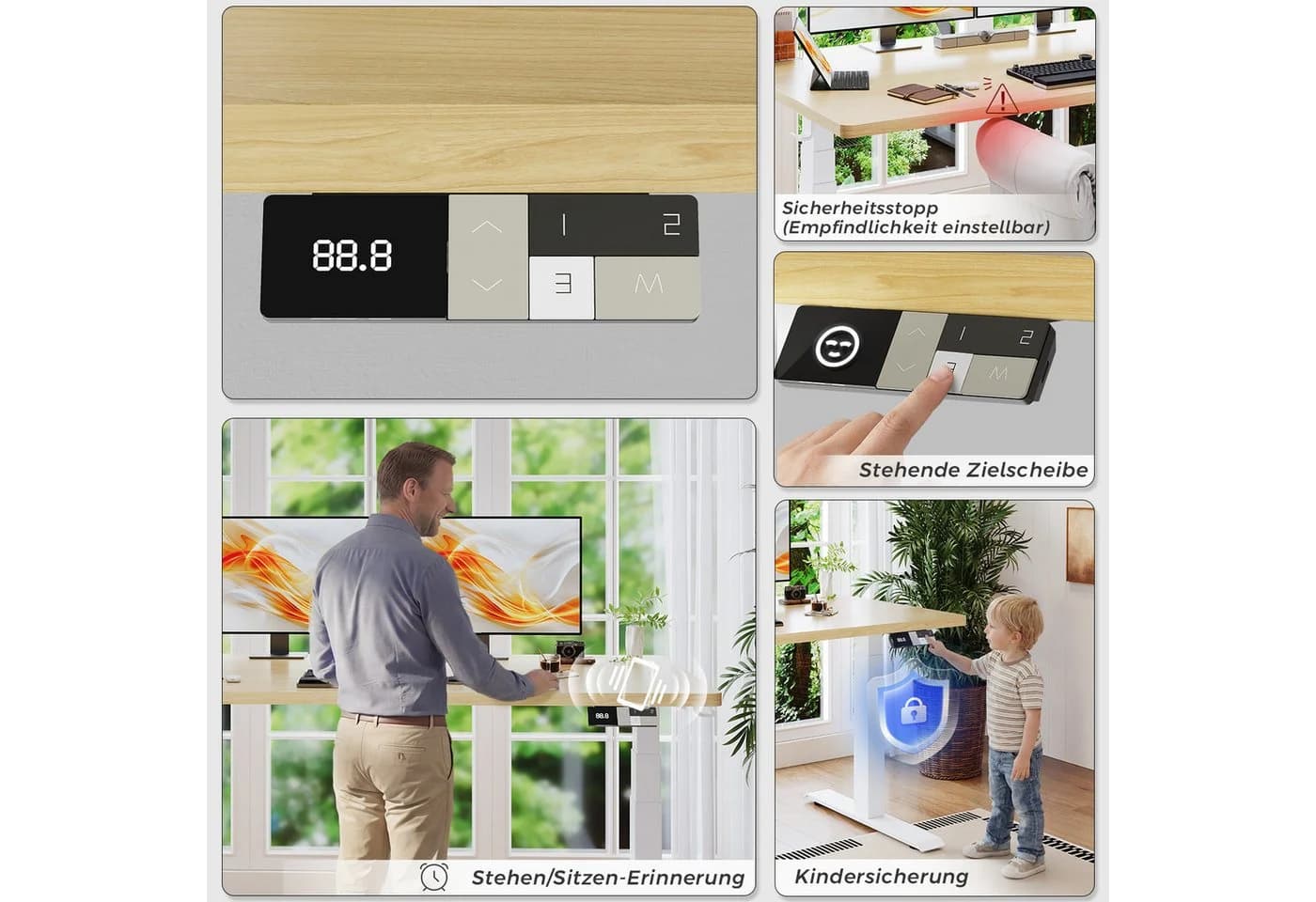 HOMALL Elektrischer Schreibtisch Höhenverstellbar Beige 25mm Tischplatte - Bild 5