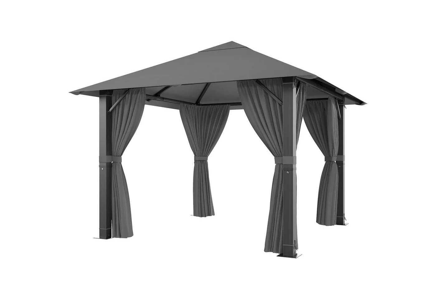 GUNJI Pavillon 3,3x3,3m Wasserdicht Grau Schwarz Gartenpavillon - Bild 3