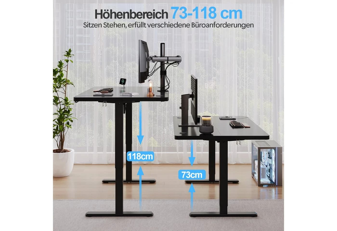 HOMALL Höhenverstellbarer Schreibtisch mit USB-Anschluss und Gedächtnisfunktion - Bild 4