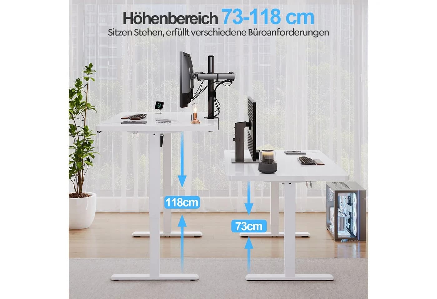 HOMALL Höhenverstellbarer Schreibtisch mit Gedächtnissteuerung, 140 x 70 cm - Bild 4