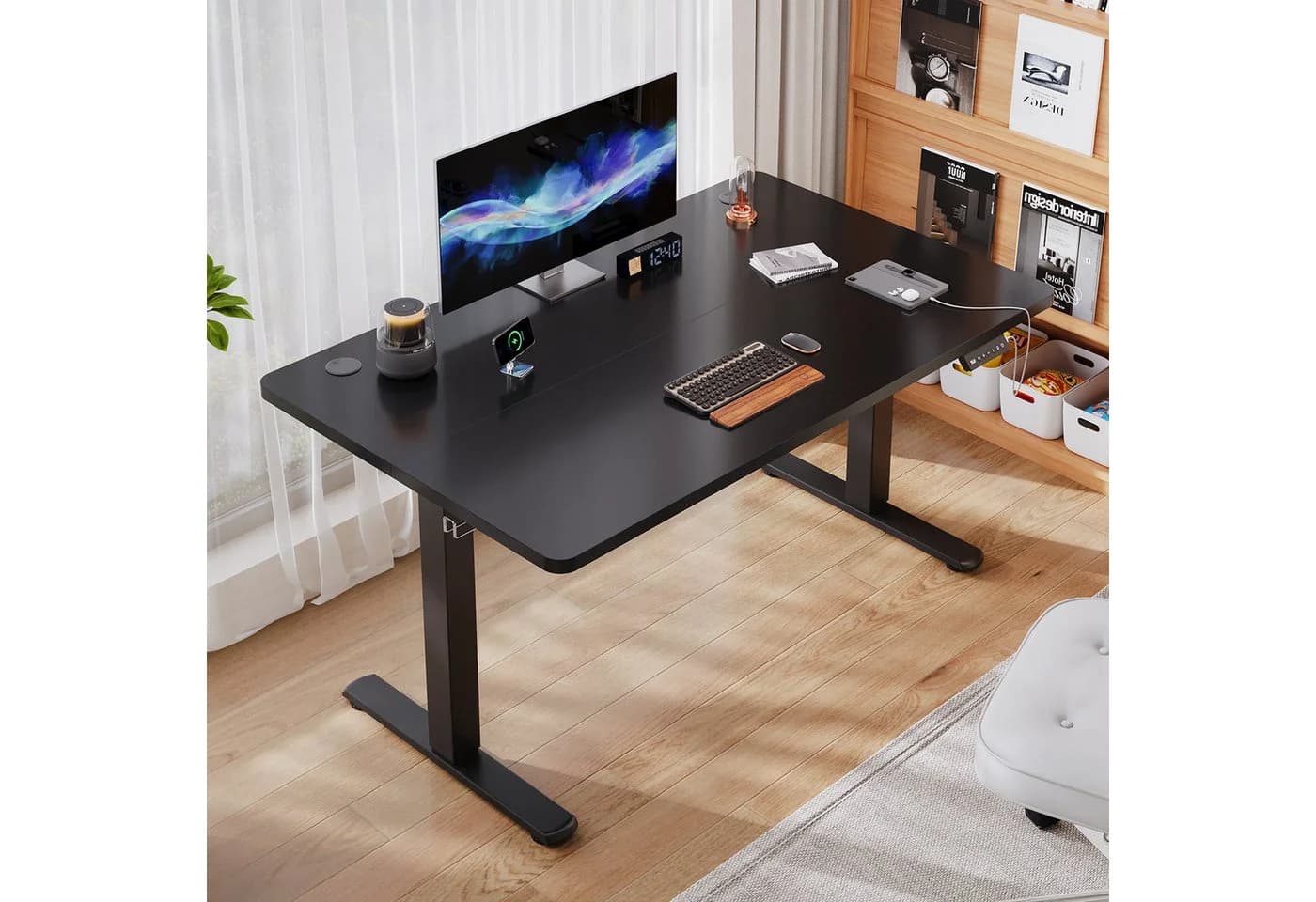 HOMALL Schreibtisch Höhenverstellbarer mit Gedächtnissteuerung, USB-Ladeanschluss