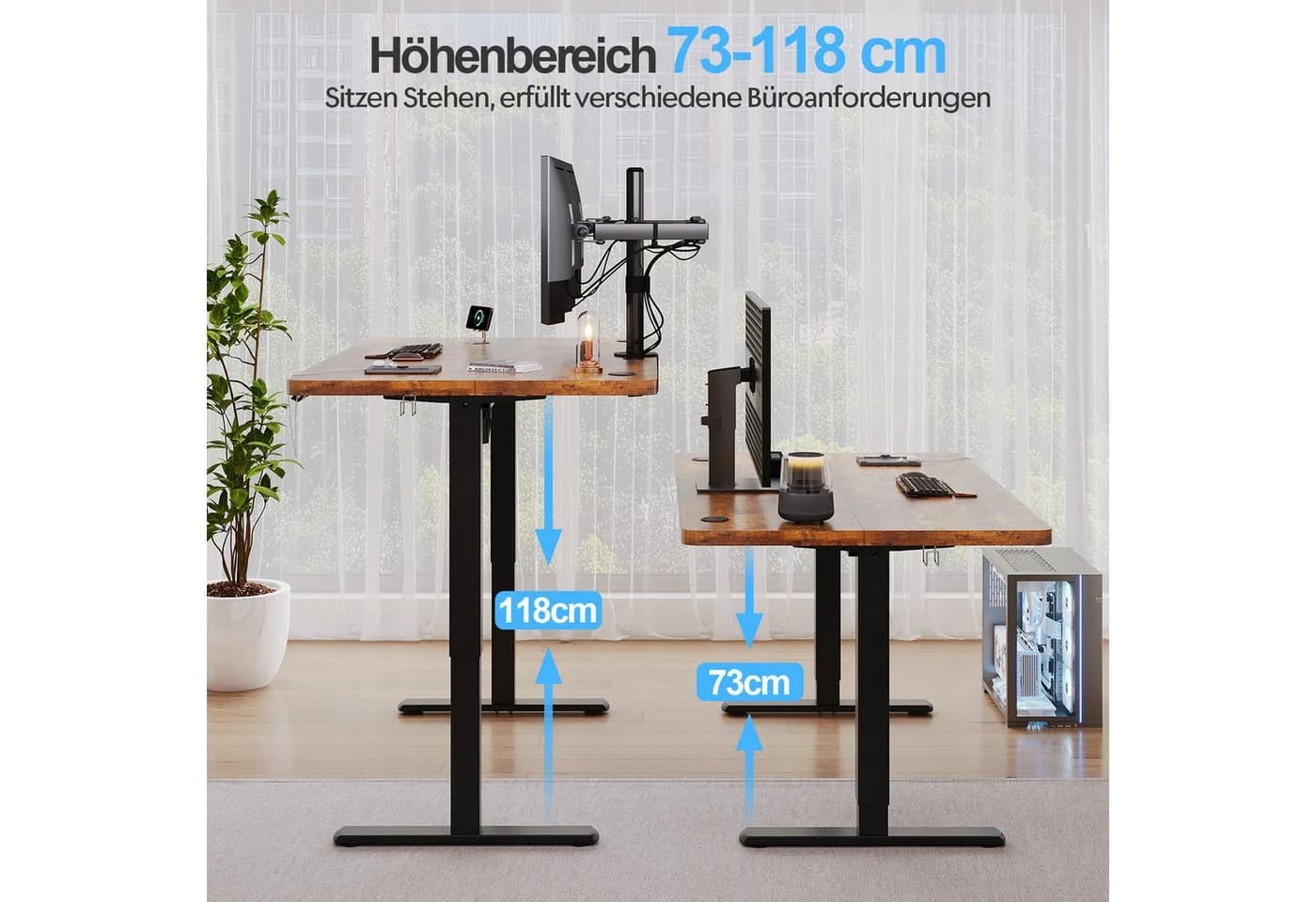 HOMALL Schreibtisch Höhenverstellbarer mit Gedächtnissteuerung, 110/120/140cm x 70cm - Bild 4